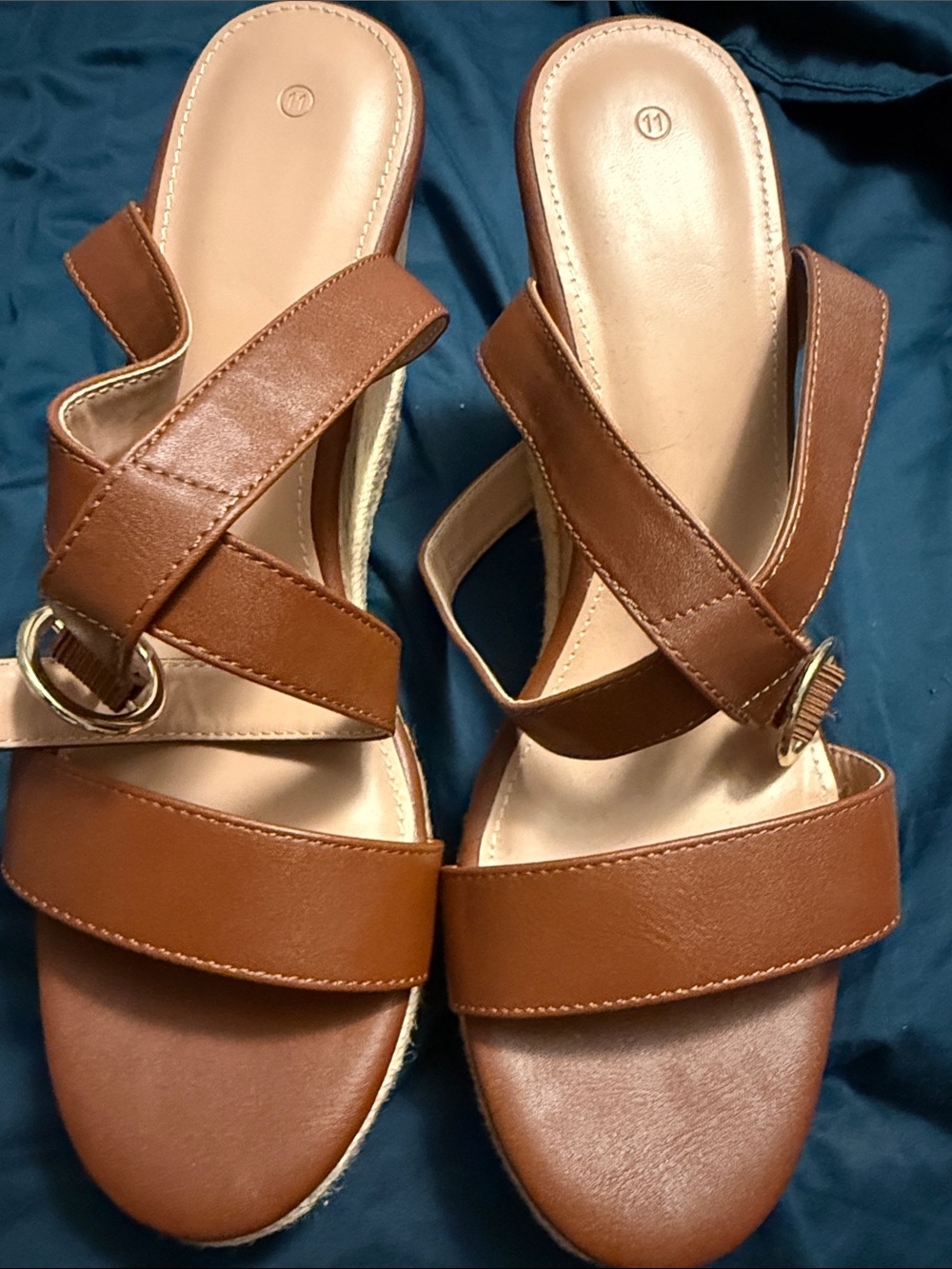 Women’s Brown Espadrille Wedge Sandals with Cross Straps